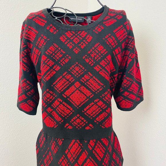 NINA LEONARD Red Dress Round Neck 1/2 sleeve Large - Picture 3 of 12